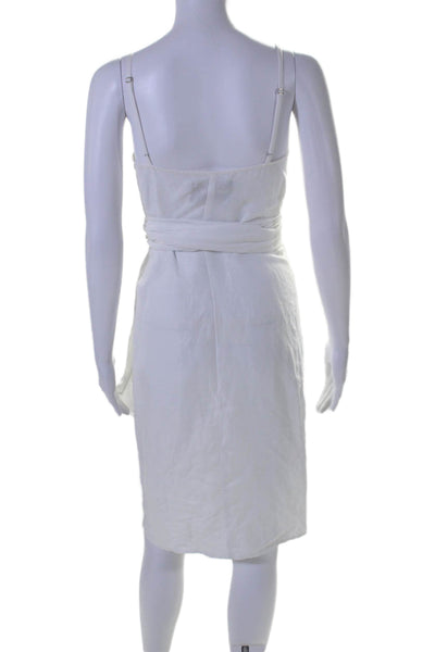 Reformation Womens Linen Blend White V-Neck Sleeveless Mini Wrap Dress Size XS