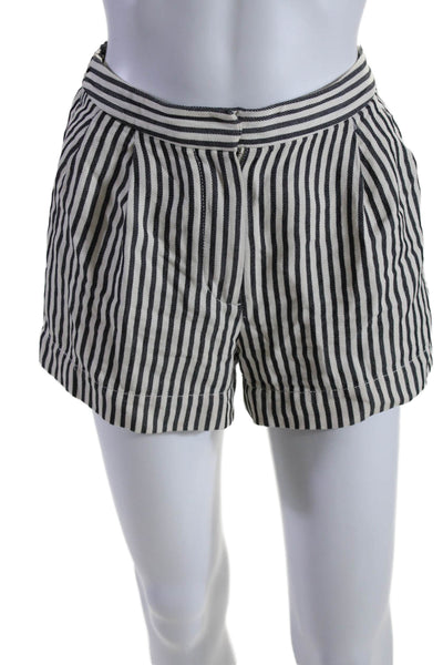 3.1 Phillip Lim Women's Striped Casual Shorts White Navy Size 0