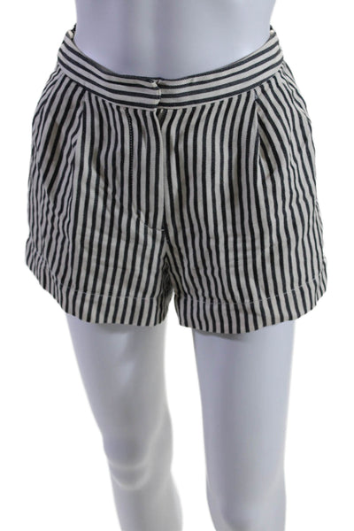 3.1 Phillip Lim Women's Striped Casual Shorts White Navy Size 0