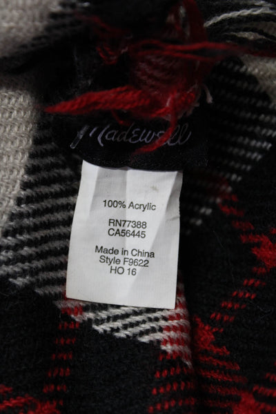 Madewell Womens Plaid Fringe Trim Rectangle Scarf Red OS