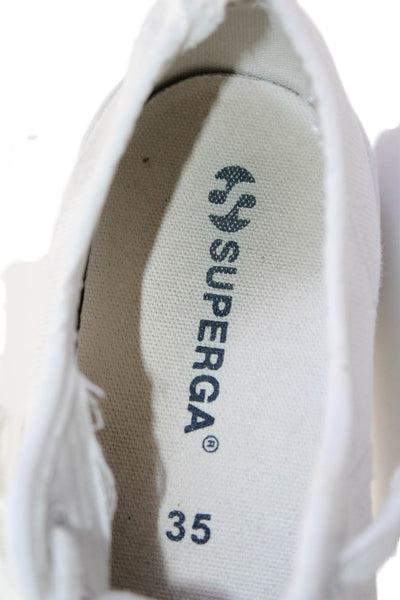 Superga Womens Cotton Round Toe Lave Up Platform Sneakers White Size 35 5