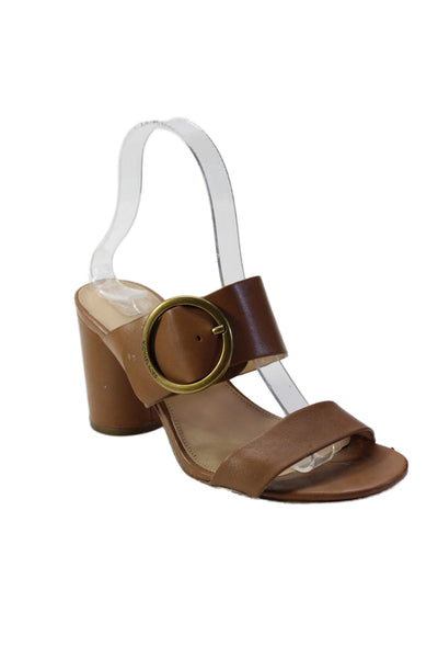 Michael Michael Kors Womens Double Strap Slide Sandals Brown Leather Size 7M