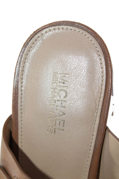 Michael Michael Kors Womens Double Strap Slide Sandals Brown Leather Size 7M