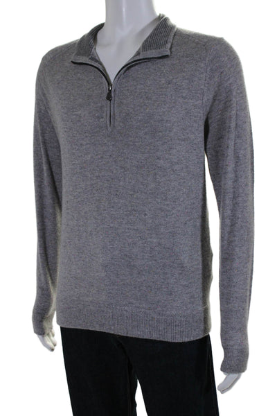 Raffi Men's Mock Neck Long Sleeves Cashmere Pullover Sweater Gray Size L