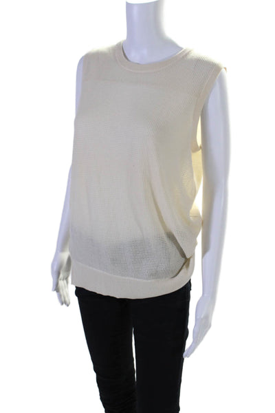 Reed Krakoff Women's Cashmere Blend Crewneck Knit Tank Top White Size L