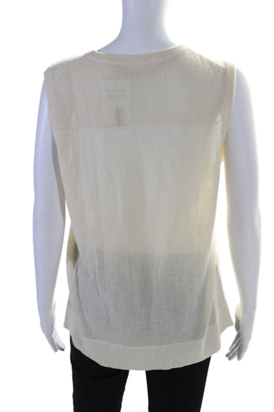 Reed Krakoff Women's Cashmere Blend Crewneck Knit Tank Top White Size L