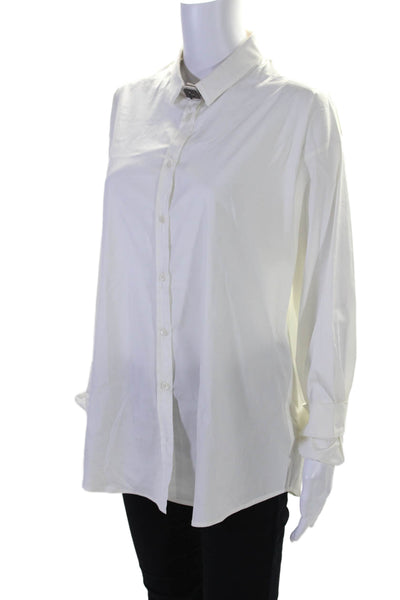 Fabiana Filippi Women's Long Sleeve Button Up Collar Blouse White Size XL