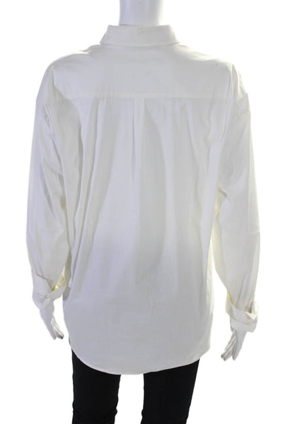 Fabiana Filippi Women's Long Sleeve Button Up Collar Blouse White Size XL