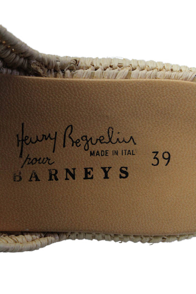 Henry Beguelin For Barneys Women's Woven Flat Sandals Beige Size 39