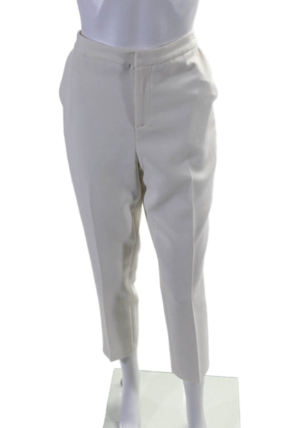 L'Agence Womens High Rise Flat Front Tapered Slacks White Size 2