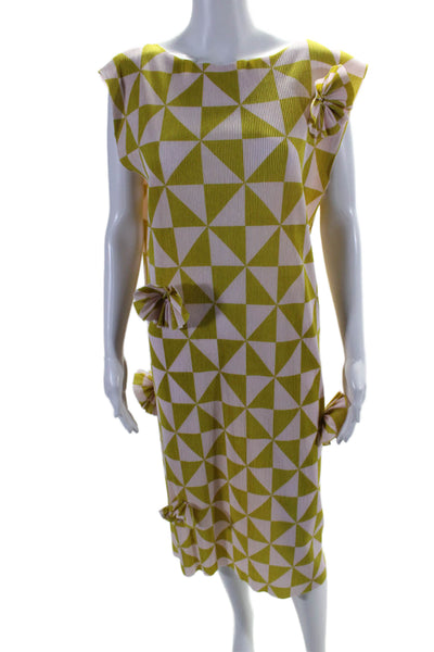 Bitte Kai Rand Womens Pleated Geometric Print Motif Shift Dress Green Size 2