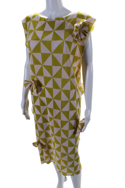 Bitte Kai Rand Womens Pleated Geometric Print Motif Shift Dress Green Size 2