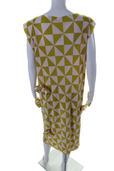 Bitte Kai Rand Womens Pleated Geometric Print Motif Shift Dress Green Size 2