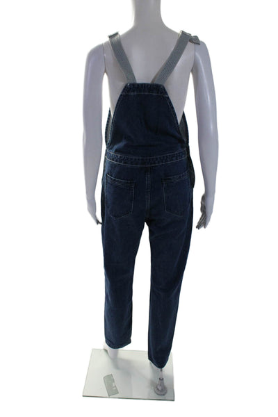 Suncoo Womens Square Neck Pocket Front Straight Leg Denim Overalls Blue Size 1