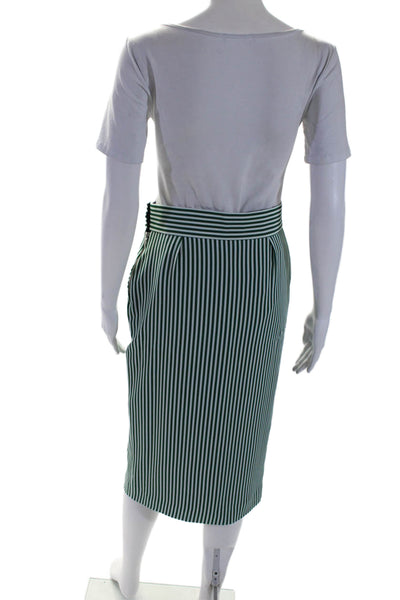 Roseanna Womens Side Zip Front Slit Striped Pencil Skirt Green White Size EU 36