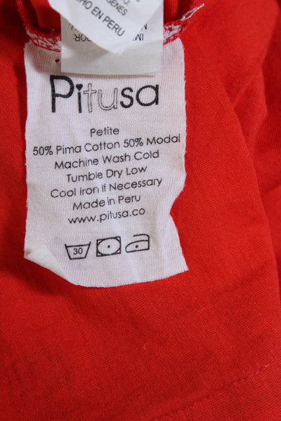 Pitusa Womens Cotton V Neck Maxi Coverup Dress Red Size S