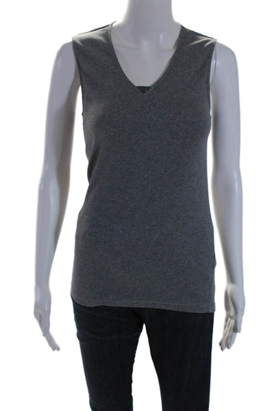 Minnie Rose Womens Sleeveless V Neck Open Knit Tank Top Black Size XS