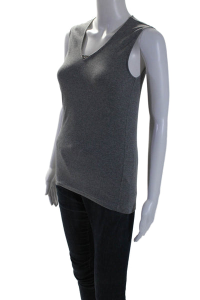 Fabiana Filippi Womens V Neck Thin Knit Sweater Vest Gray Size XS