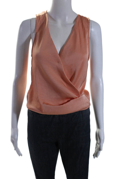 Brochu Walker Womens V Neck Sleeveless Casual Blouse Pink Size XS