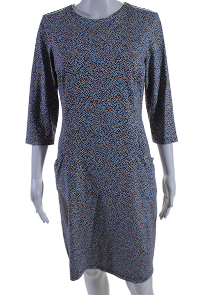 J. Mclaughlin Womens Stretch Abstract Two Pocket Long Sleeve Dress Orange Size L