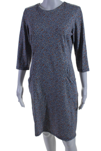J. Mclaughlin Womens Stretch Abstract Two Pocket Long Sleeve Dress Orange Size L