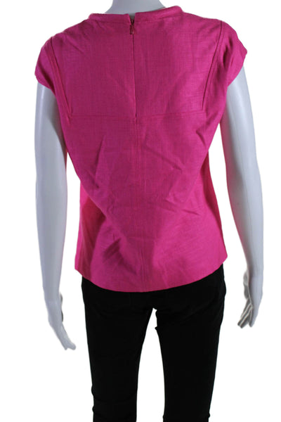 Trina Turk Womens Back Zip Sleeveless Round Neck Woven Top Pink Size Extra Small