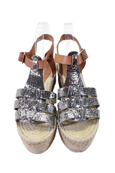 La Corde Blanche Womens Espadrille Patchwork Metallic Sandals Brown Size EUR 38