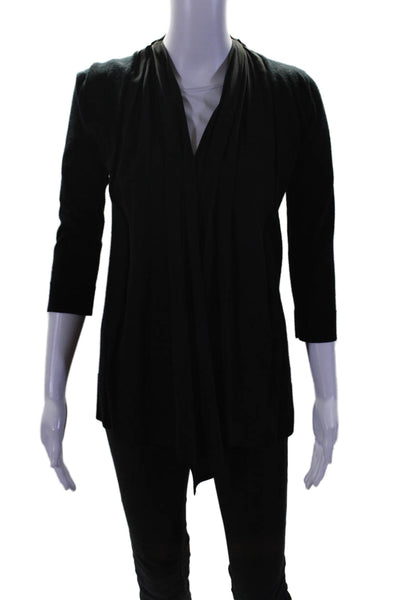 Fendi Womens 3/4 Sleeve Silk Draped Cashmere Cardigan Sweater Black Size IT 36