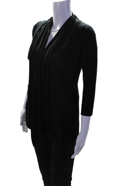 Fendi Womens 3/4 Sleeve Silk Draped Cashmere Cardigan Sweater Black Size IT 36