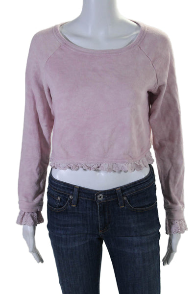 Love Shack Fancy Womens Pullover Sweatshirt Pink Cotton Size Extra Small