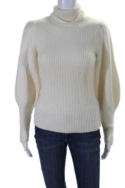 Ba&Sh Womens Long Sleeves Pullover Turtleneck Sweater White Wool Size 4