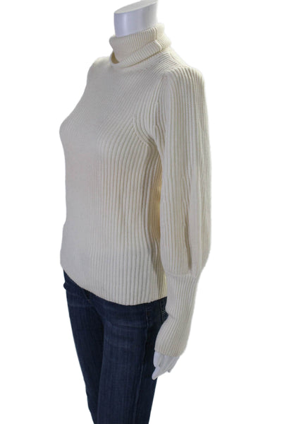 Ba&Sh Womens Long Sleeves Pullover Turtleneck Sweater White Wool Size 4