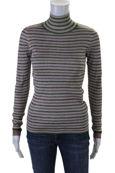 Tanya Taylor Womens Striped Turtleneck Sweater Multi Colored Size Extra Small