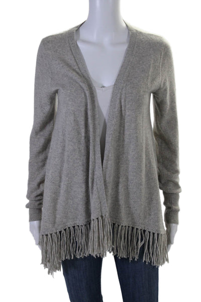 Club Monaco Womens Cashmere Fringe Trim Wrap Sweater Gray Size Extra Small