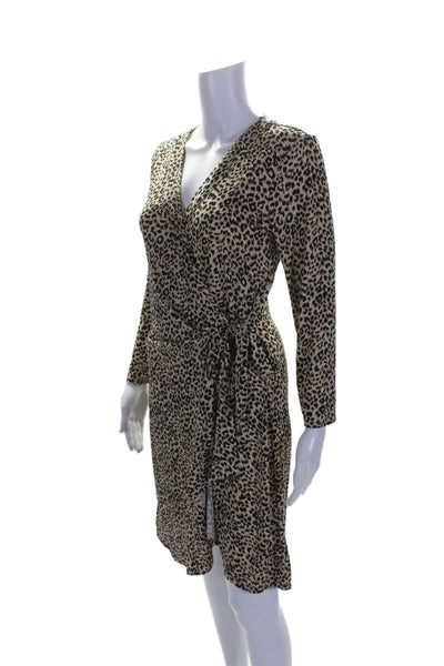 BCBG Max Azria Womens Long SLeeve Animal Print Pullover Dress Beige Medium