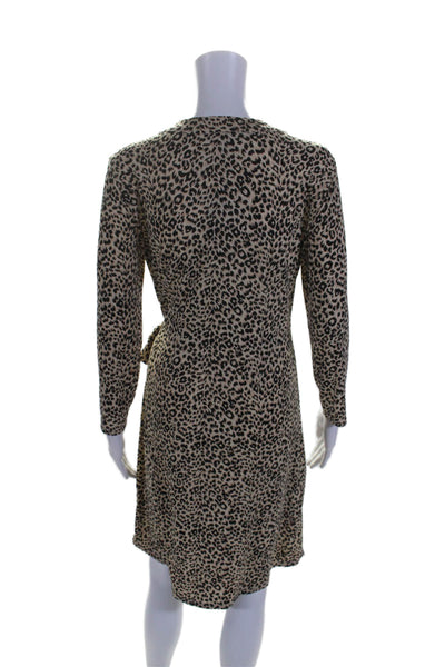 BCBG Max Azria Womens Long SLeeve Animal Print Pullover Dress Beige Medium