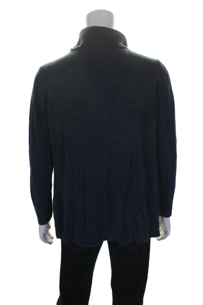 H By Halston Womens Long Sleeve Tight Knit Turtleneck Sweater Blue Size XL