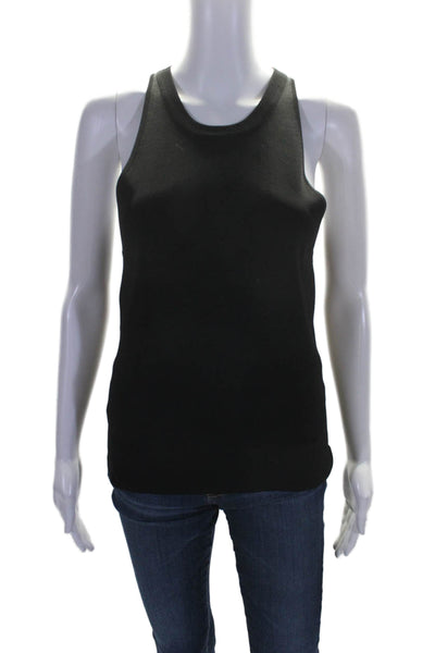 T Alexander Wang Womens Solid Black Scoop Neck Sleeveless Tank Top Size L