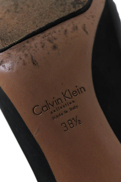 Calvin Klein Collection Womens Leather Slide On Heels Black Size 38.5 8.5