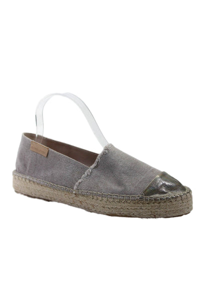 Mint & Rose Womens Cap Toe Slide On Espadrille Flats Gray Silver Size 40 10