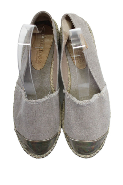 Mint & Rose Womens Cap Toe Slide On Espadrille Flats Gray Silver Size 40 10