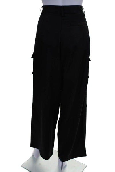 Noli Womens Zipper Fly High Rise Satin Wide Leg Pants Black Size 8