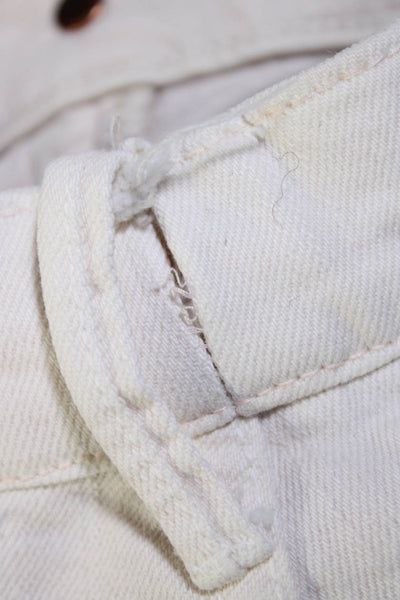Mother Womens front Zip Tapered leg Distressed Jeans White Size 24