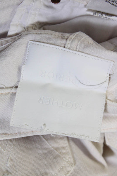 Mother Womens front Zip Tapered leg Distressed Jeans White Size 24