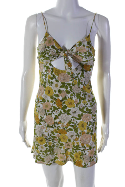 Bec & Bridge Womens Silk Floral Print Cut Out Empire Waist Dress White Size 2