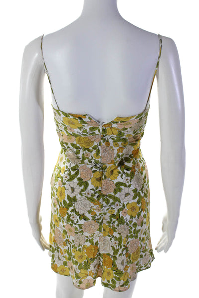 Bec & Bridge Womens Silk Floral Print Cut Out Empire Waist Dress White Size 2