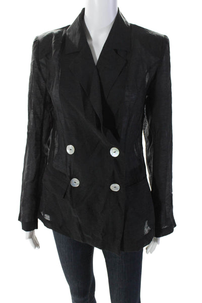 Tracy Reese Womens Black Double Breasted Long Sleeve Padded Blazer Size XS