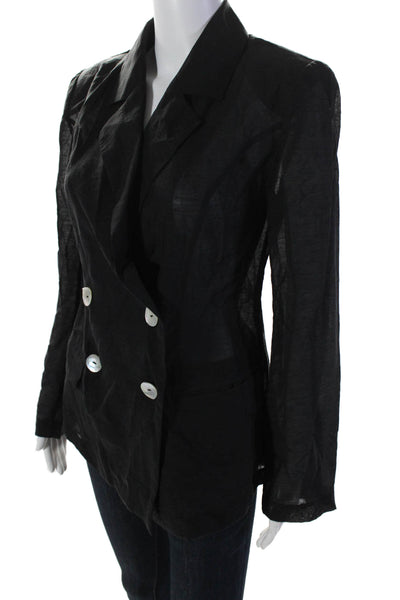 Tracy Reese Womens Black Double Breasted Long Sleeve Padded Blazer Size XS