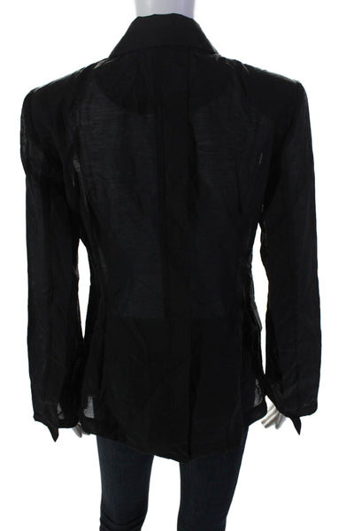 Tracy Reese Womens Black Double Breasted Long Sleeve Padded Blazer Size XS