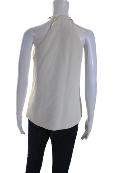 KaufmanFranco Womens Sleeveless Side Zip Blouse Silk White Size 2